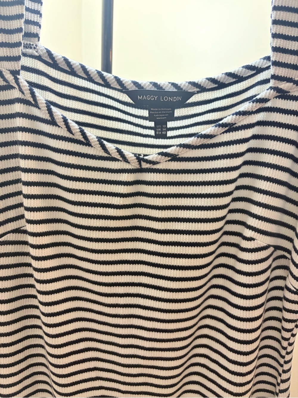 Maggy London Black & White Striped Long-Sleeve Midi Dress - Picture 5 of 10